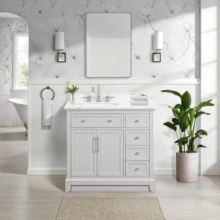 Aurora 37 in. Gray Vanity with Quartz Top Aurora 37 in. Gray Vanity with Quartz Top