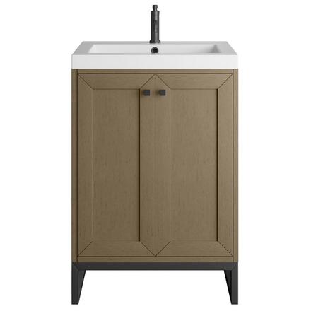 Chianti 24 in. Walnut Brown and Matte Black Single Sink Vanity with White Glossy Composite Stone Top Chianti 24 in. Walnut Brown and Matte Black Single Sink Vanity with White Glossy Composite Stone Top