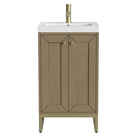 Chianti 20 in. Walnut Brown and Champagne Brass Single Sink Vanity with White Glossy Composite Stone Top Chianti 20 in. Walnut Brown and Champagne Brass Single Sink Vanity with White Glossy Composite Stone Top