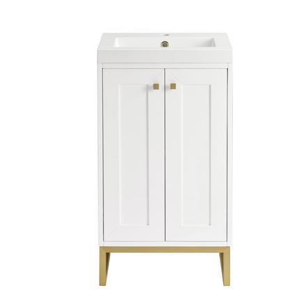 Chianti 20 in. Glossy White and Champagne Brass Single Sink Vanity with White Glossy Composite Stone Top Chianti 20 in. Glossy White and Champagne Brass Single Sink Vanity with White Glossy Composite Stone Top