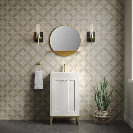 Chianti 20 in. Glossy White and Champagne Brass Single Sink Vanity with White Glossy Composite Stone Top Chianti 20 in. Glossy White and Champagne Brass Single Sink Vanity with White Glossy Composite Stone Top