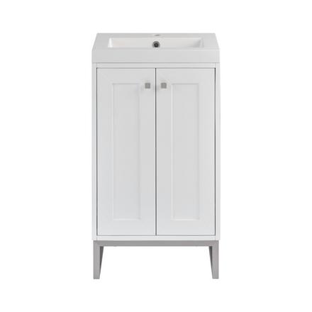 Chianti 20 in. Glossy White and Brushed Nickel Single Sink Vanity with White Glossy Composite Stone Top Chianti 20 in. Glossy White and Brushed Nickel Single Sink Vanity with White Glossy Composite Stone Top