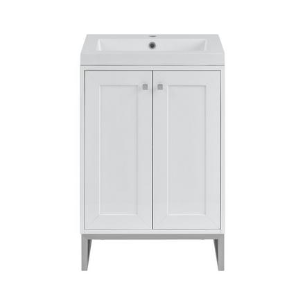 Chianti 24 in. Glossy White and Brushed Nicekl Single Sink Vanity with White Glossy Composite Stone Top Chianti 24 in. Glossy White and Brushed Nicekl Single Sink Vanity with White Glossy Composite Stone Top