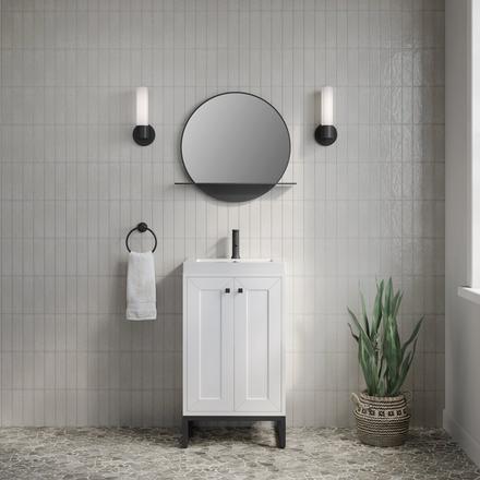 Chianti 20 in. Glossy White and Matte Black Single Sink Vanity with White Glossy Composite Stone Top Chianti 20 in. Glossy White and Matte Black Single Sink Vanity with White Glossy Composite Stone Top