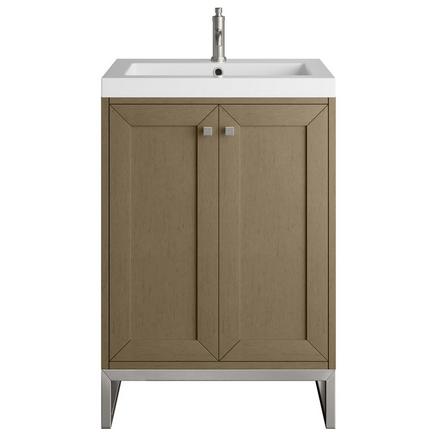 Chianti 24 in. Walnut Brown and Brushed Nickel Single Sink Vanity with White Glossy Composite Stone Top Chianti 24 in. Walnut Brown and Brushed Nickel Single Sink Vanity with White Glossy Composite Stone Top