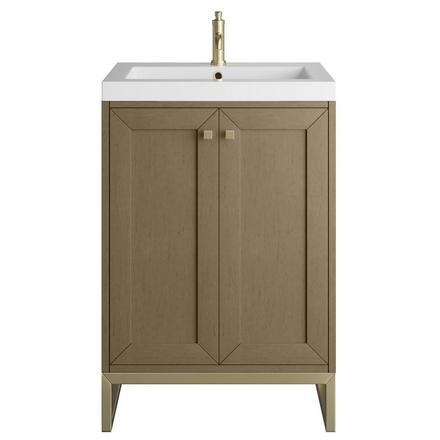 Chianti 24 in. Walnut Brown and Champagne Brass Single Sink Vanity with White Glossy Composite Stone Top Chianti 24 in. Walnut Brown and Champagne Brass Single Sink Vanity with White Glossy Composite Stone Top