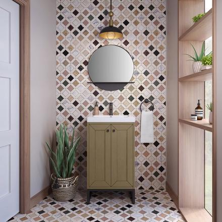 Chianti 20 in. Walnut Brown and Matte Black Single Sink Vanity with White Glossy Composite Stone Top Chianti 20 in. Walnut Brown and Matte Black Single Sink Vanity with White Glossy Composite Stone Top