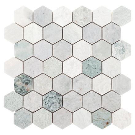 Caribbean Green II Hexagon Polished Marble Mosaic Caribbean Green II Hexagon Polished Marble Mosaic