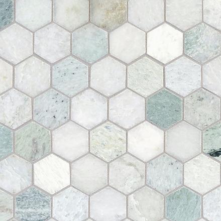 Caribbean Green II Hexagon Polished Marble Mosaic Caribbean Green II Hexagon Polished Marble Mosaic