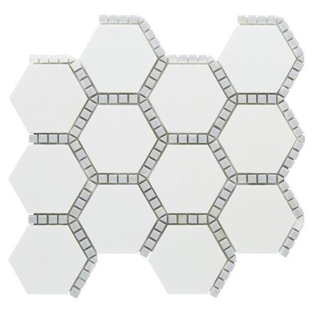 Sanibel Blue II Thassos Marble Polished Mosaic Sanibel Blue II Thassos Marble Polished Mosaic
