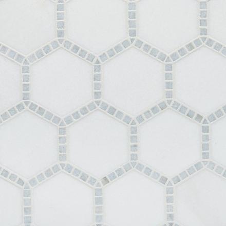 Sanibel Blue II Thassos Marble Polished Mosaic Sanibel Blue II Thassos Marble Polished Mosaic