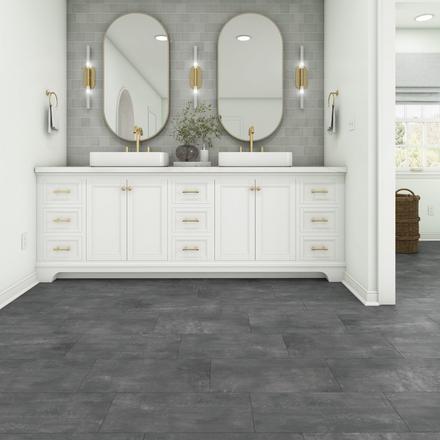 Riaza Smoke Waterproof Rigid Core Luxury Vinyl Plank - Cork Pad Riaza Smoke Waterproof Rigid Core Luxury Vinyl Plank - Cork Pad