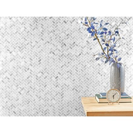 Bianco Carrara Herringbone Polish Marble Mosaic Bianco Carrara Herringbone Polish Marble Mosaic