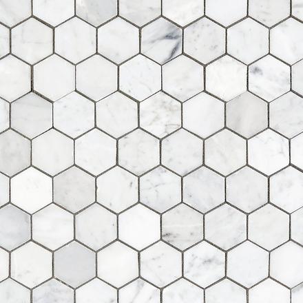 Bianco Carrara Hexagon Polished Marble Mosaic Bianco Carrara Hexagon Polished Marble Mosaic