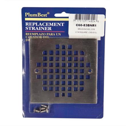 PlumBest Brushed Nickel Square Shower Drain Cover PlumBest Brushed Nickel Square Shower Drain Cover