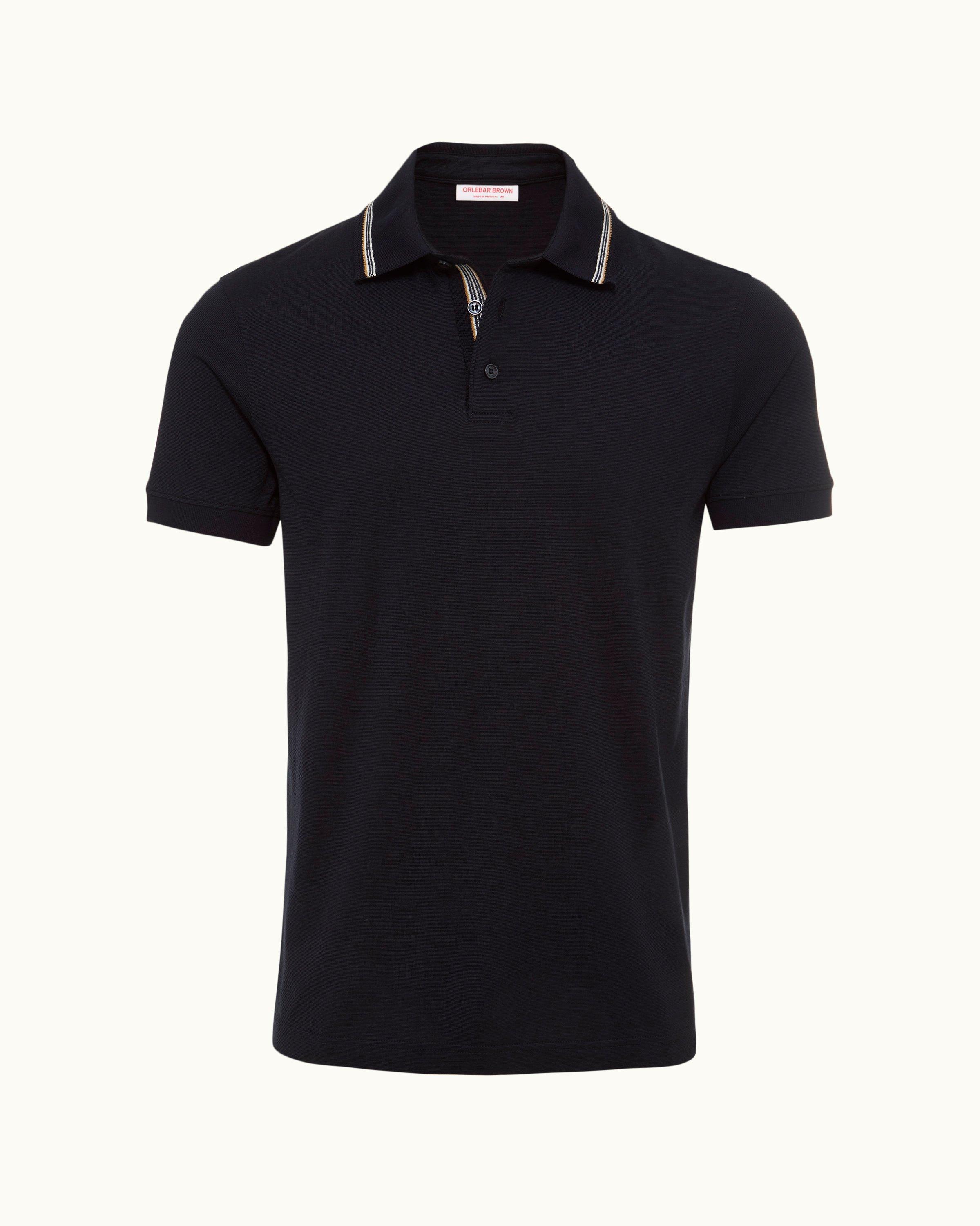 Dominic Tipping - Night Iris Stripe Tipping Collar Classic Fit Polo Shirt