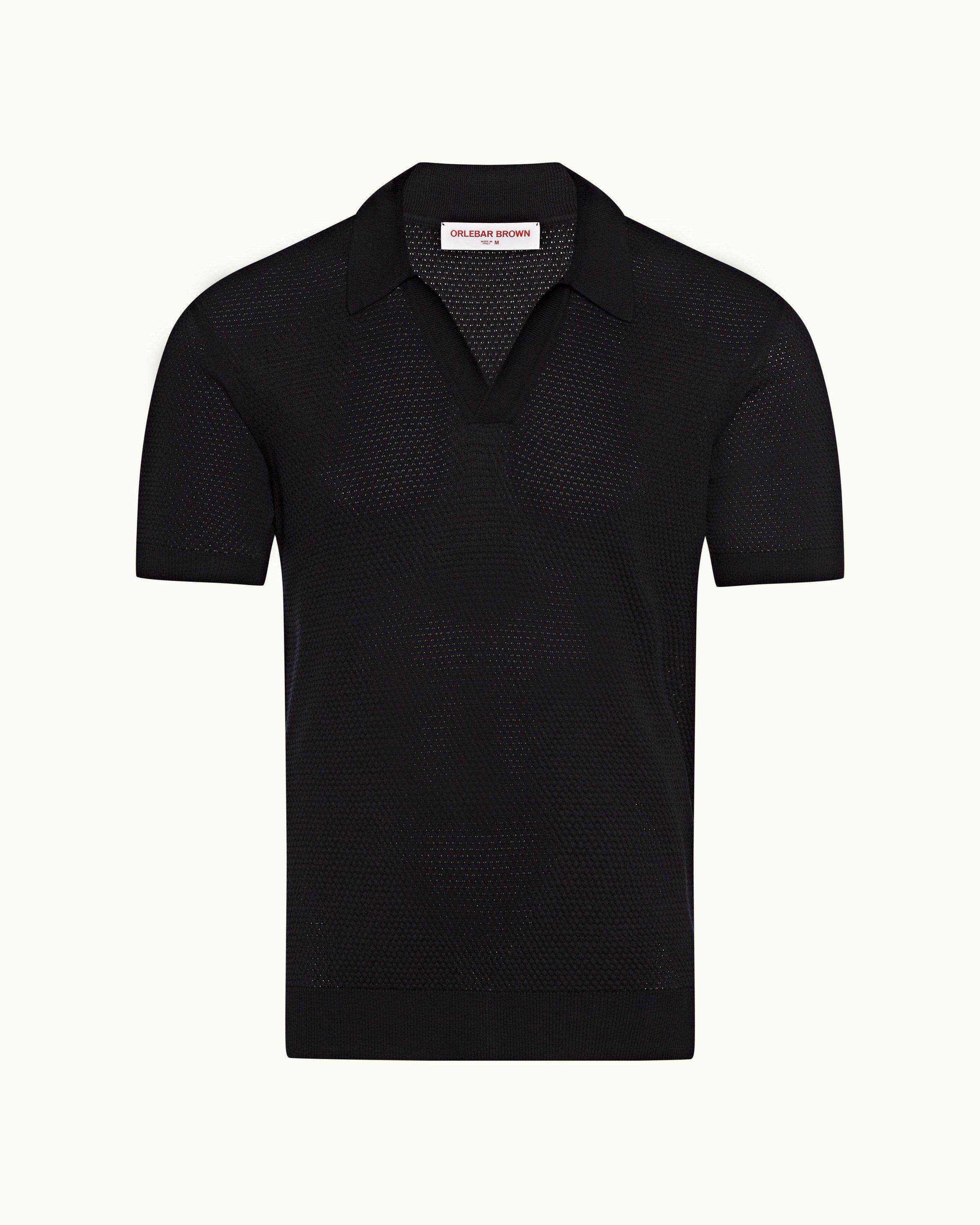 Orlebar Brown Ink Tailored Fit Knitted Cotton Polo Shirt