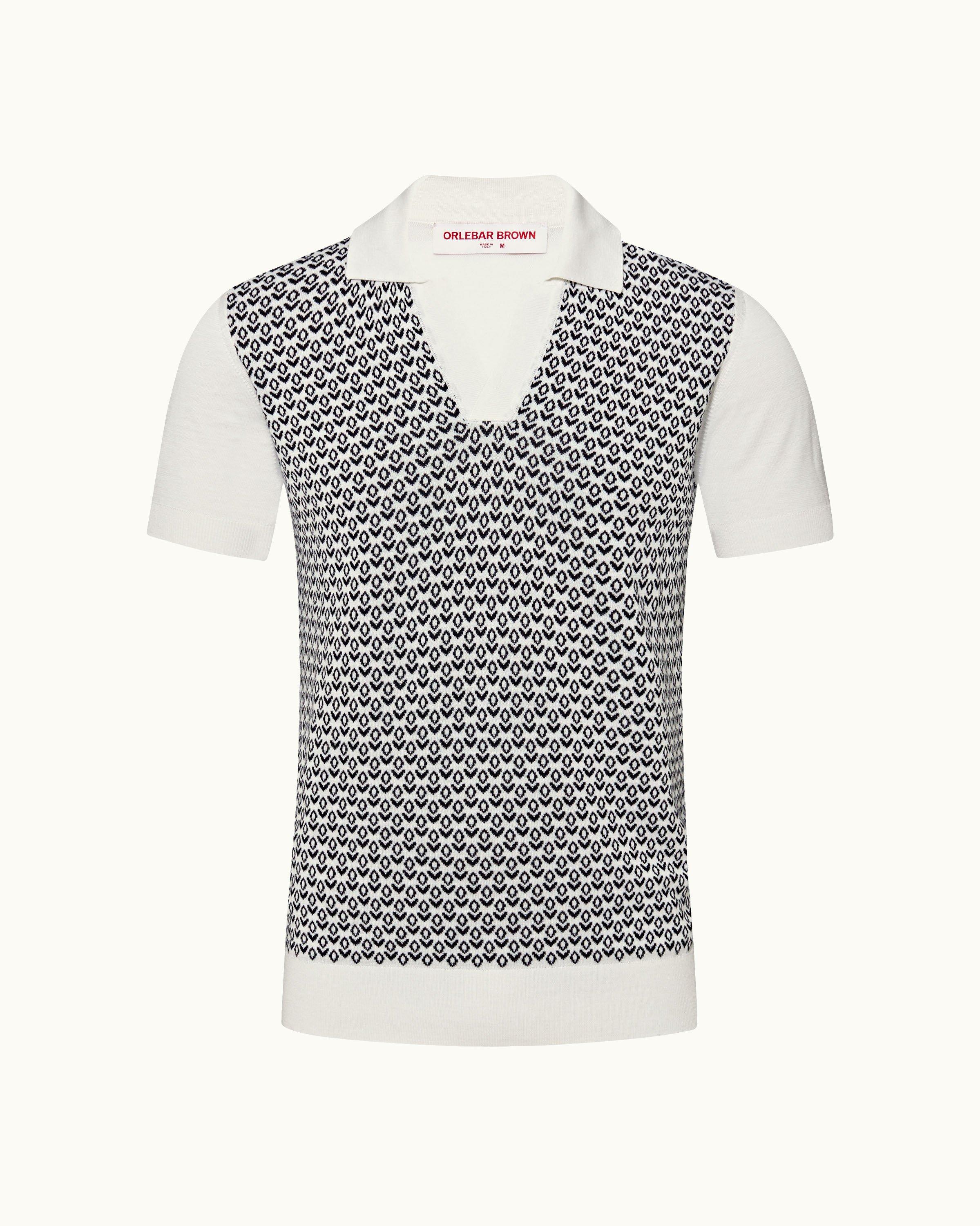 Horton - Night Iris/White Sand Jacquard Tailored Fit Knit Polo Shirt