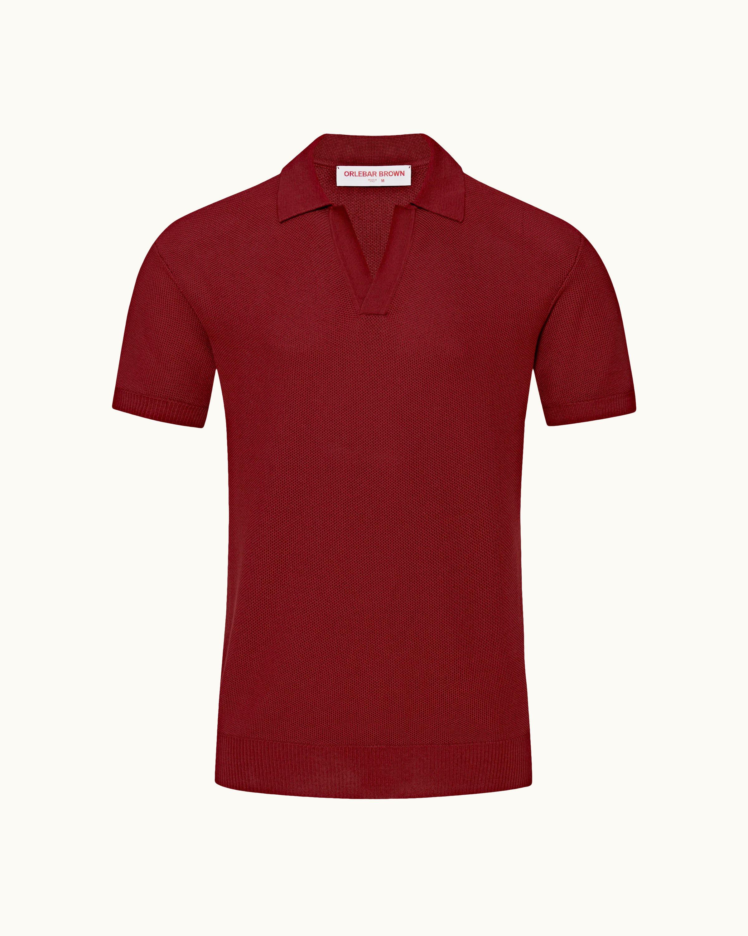 Horton Pique - Copper Red Tailored Fit Mercerised Cotton Polo Shirt