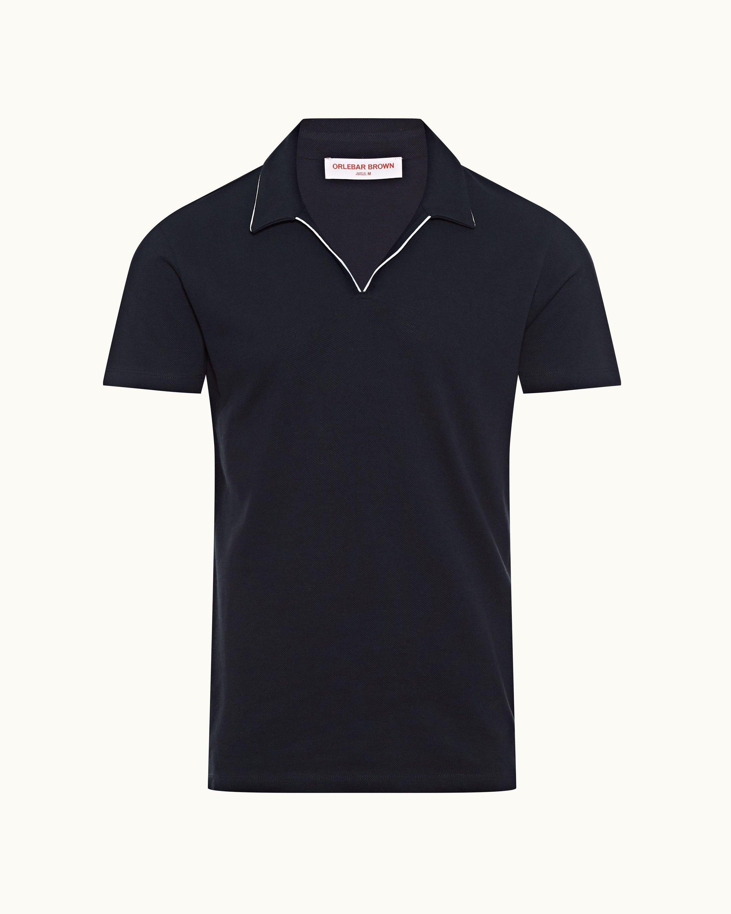 Mawson Towelling - Night Iris Classic Fit Contrast Placket Cotton Pique Polo Shirt