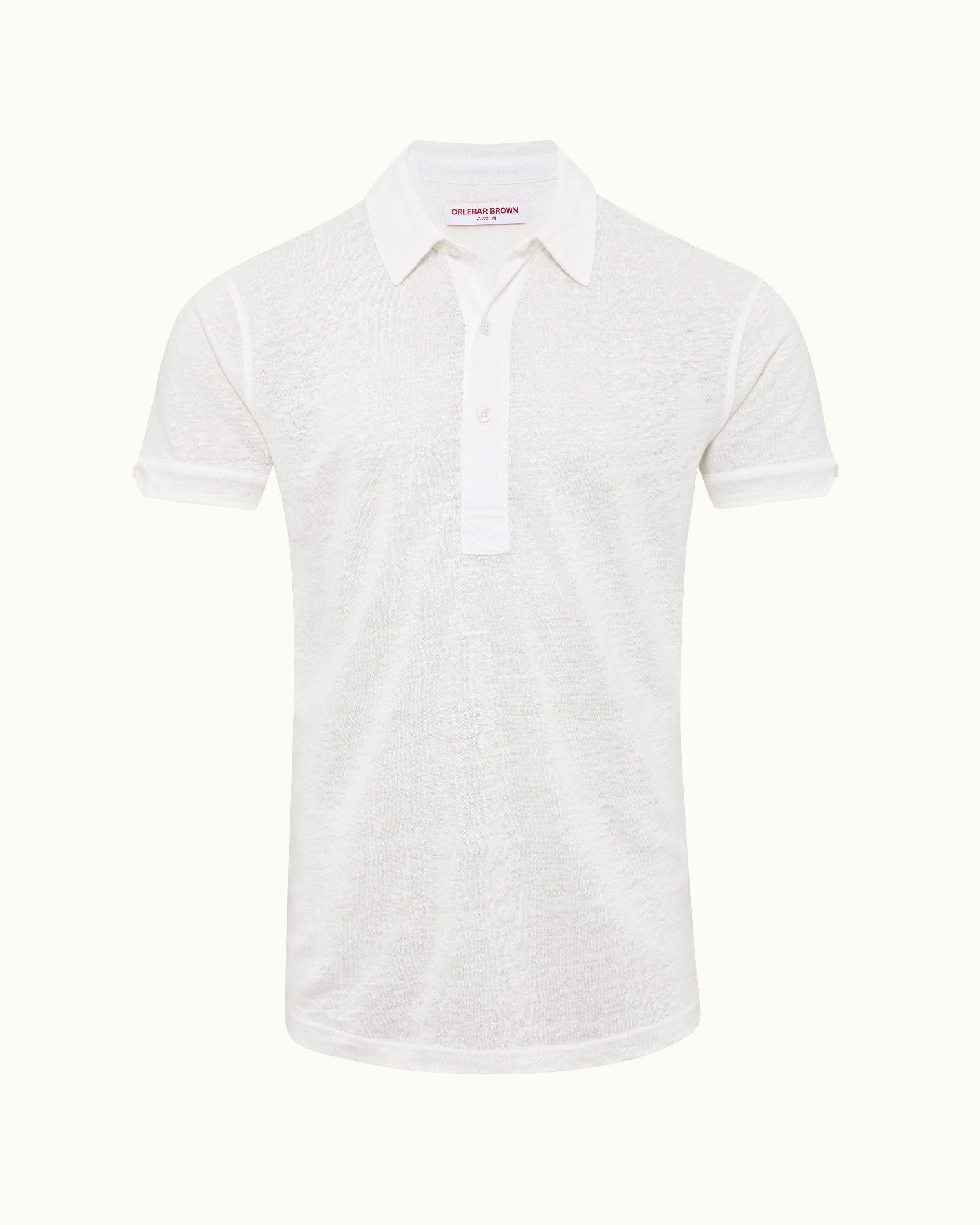 Sebastian Cotton Pique Polo Shirt in White - Orlebar Brown