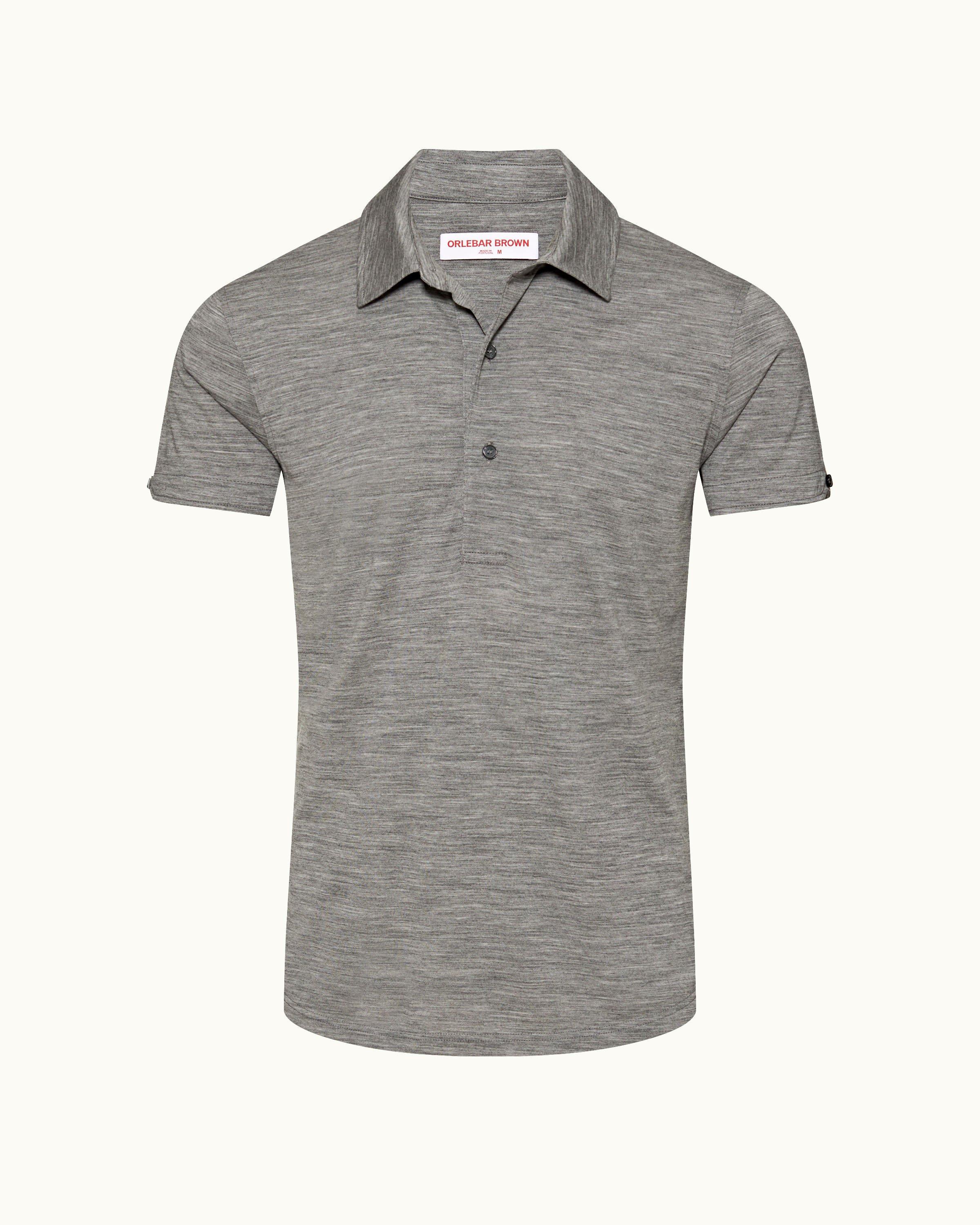 Sebastian Merino - Grey Melange Tailored Fit Italian Merino Polo Shirt