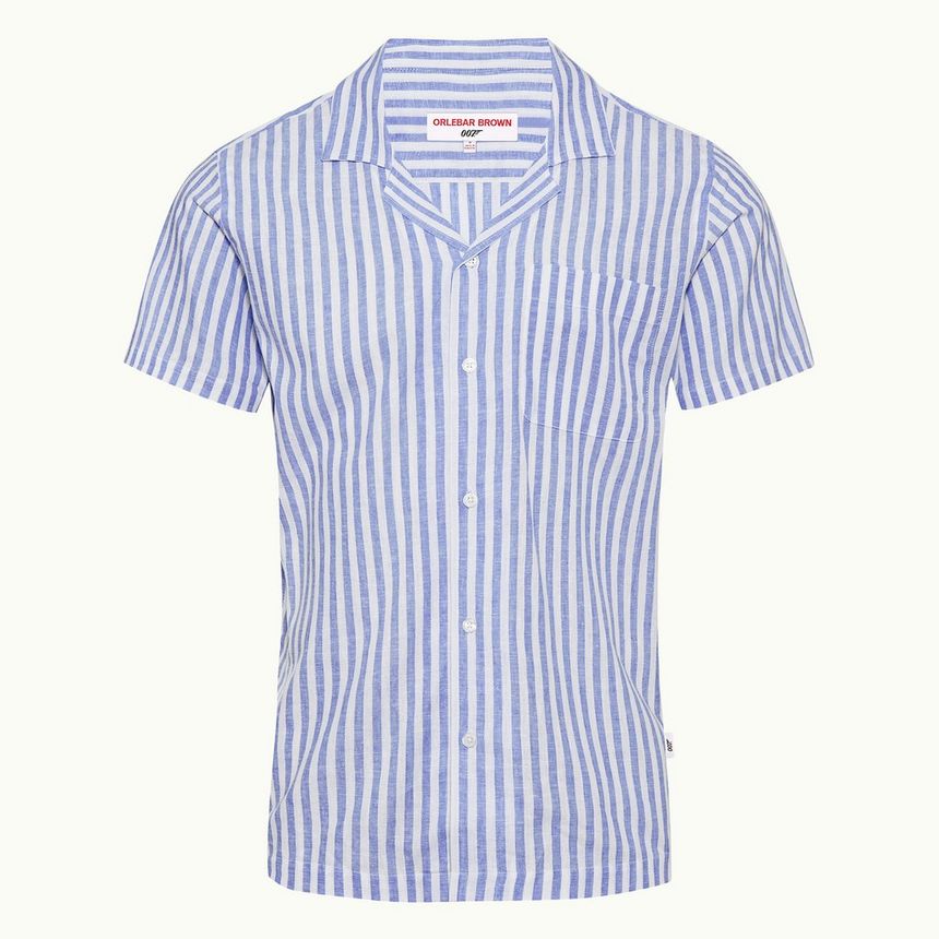 Thunderball Stripe Shirt -  007 Riviera/White Capri Collar Shirt | Orlebar Brown