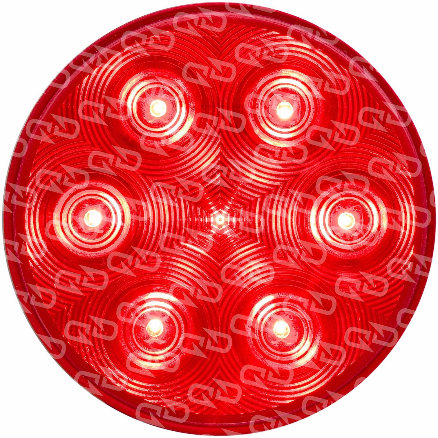 Optronics Red Round LED Stop Turn Tail Light 4 Inch Grommet Mount