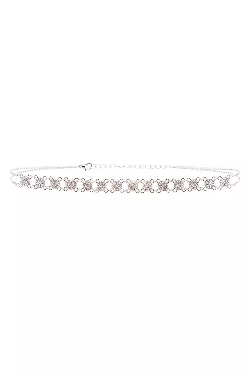 Silver Diamante Circle Choker