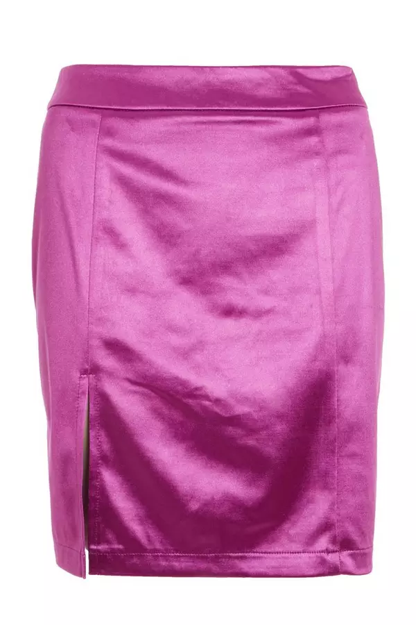 Purple Satin Mini Skirt
