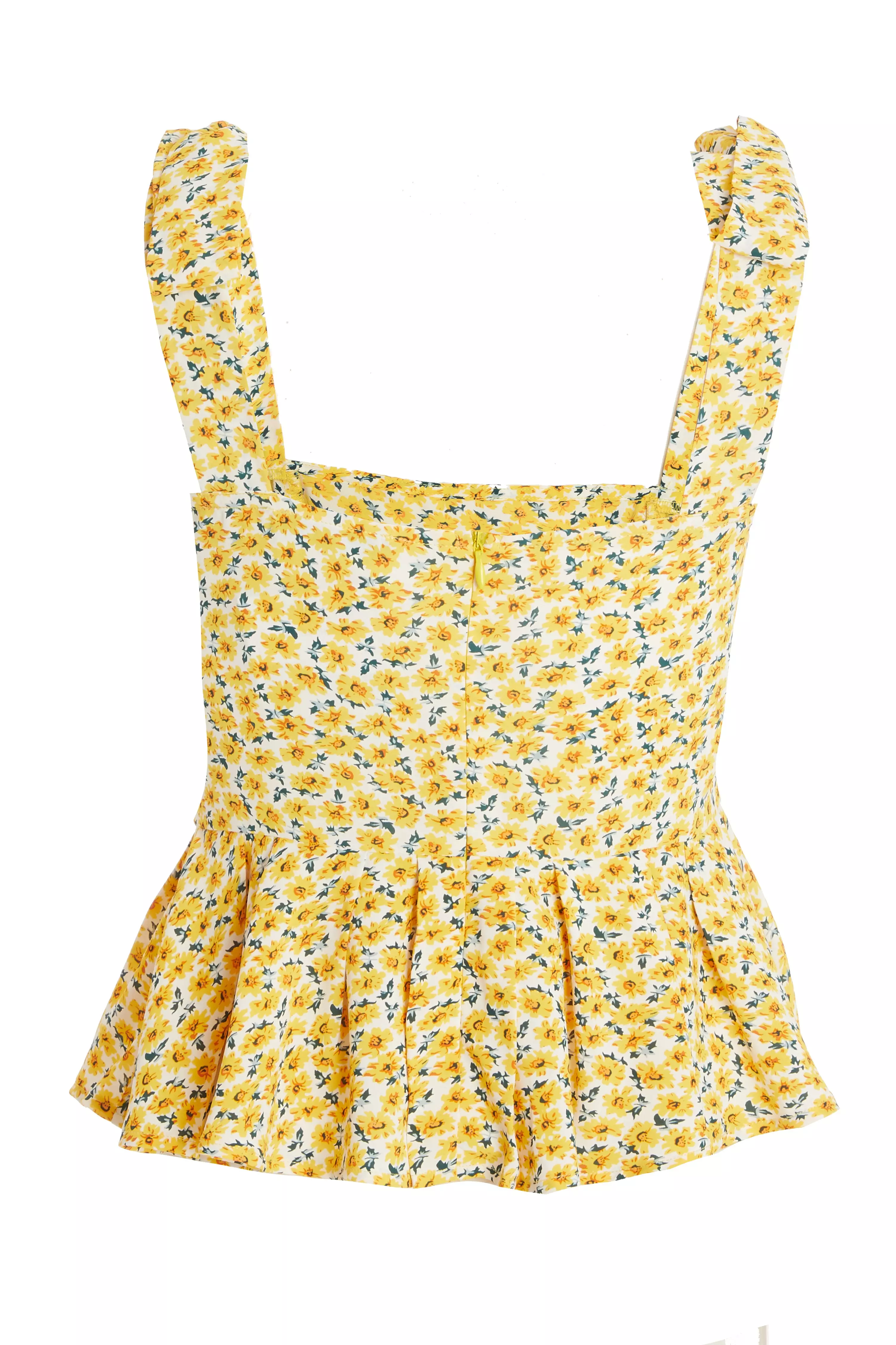 Yellow Floral Peplum Top