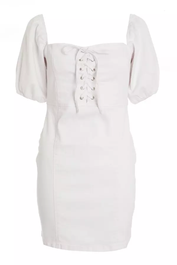 White Denim Bodycon Dress