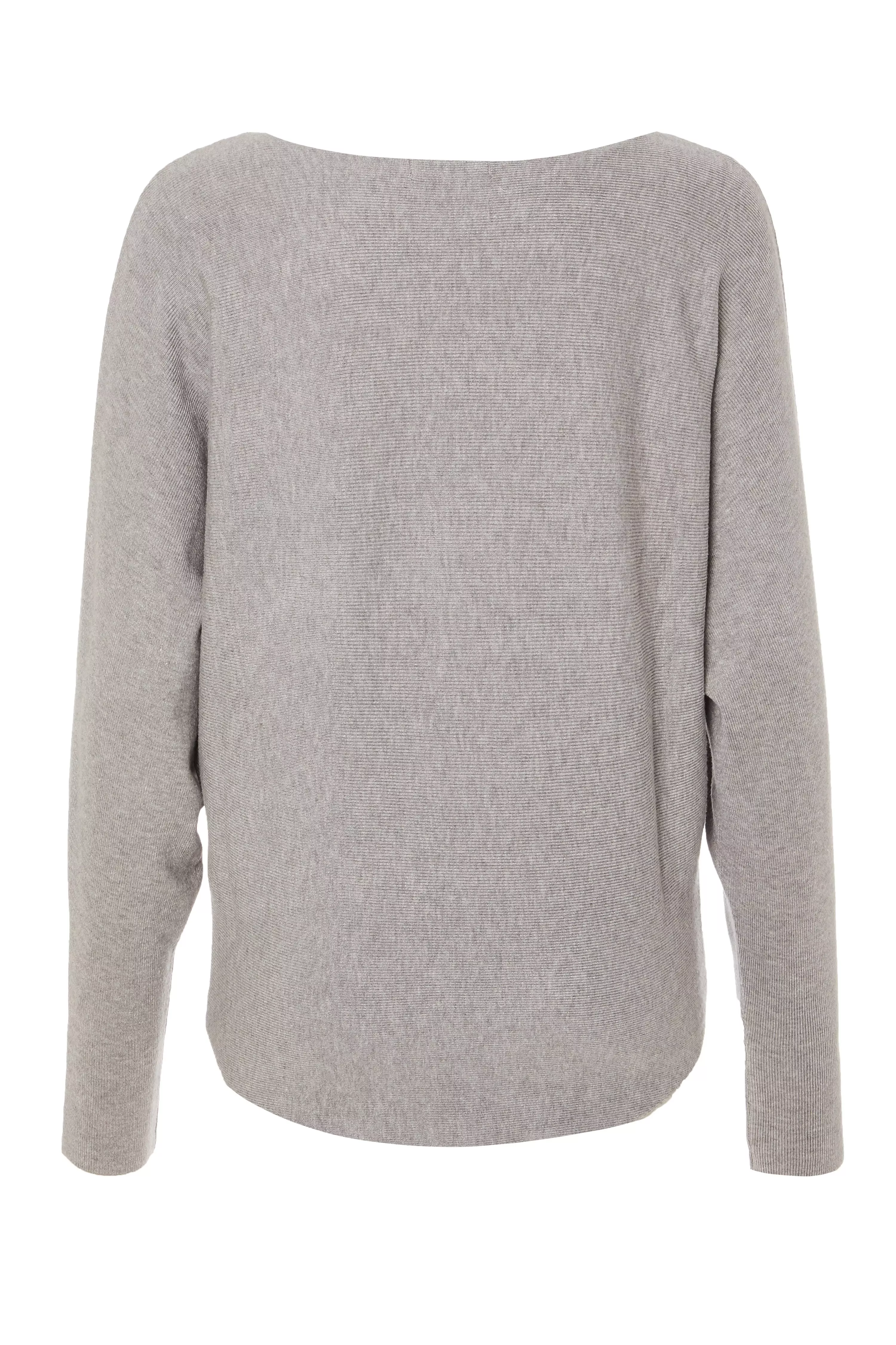 Grey Knit Batwing Jumper