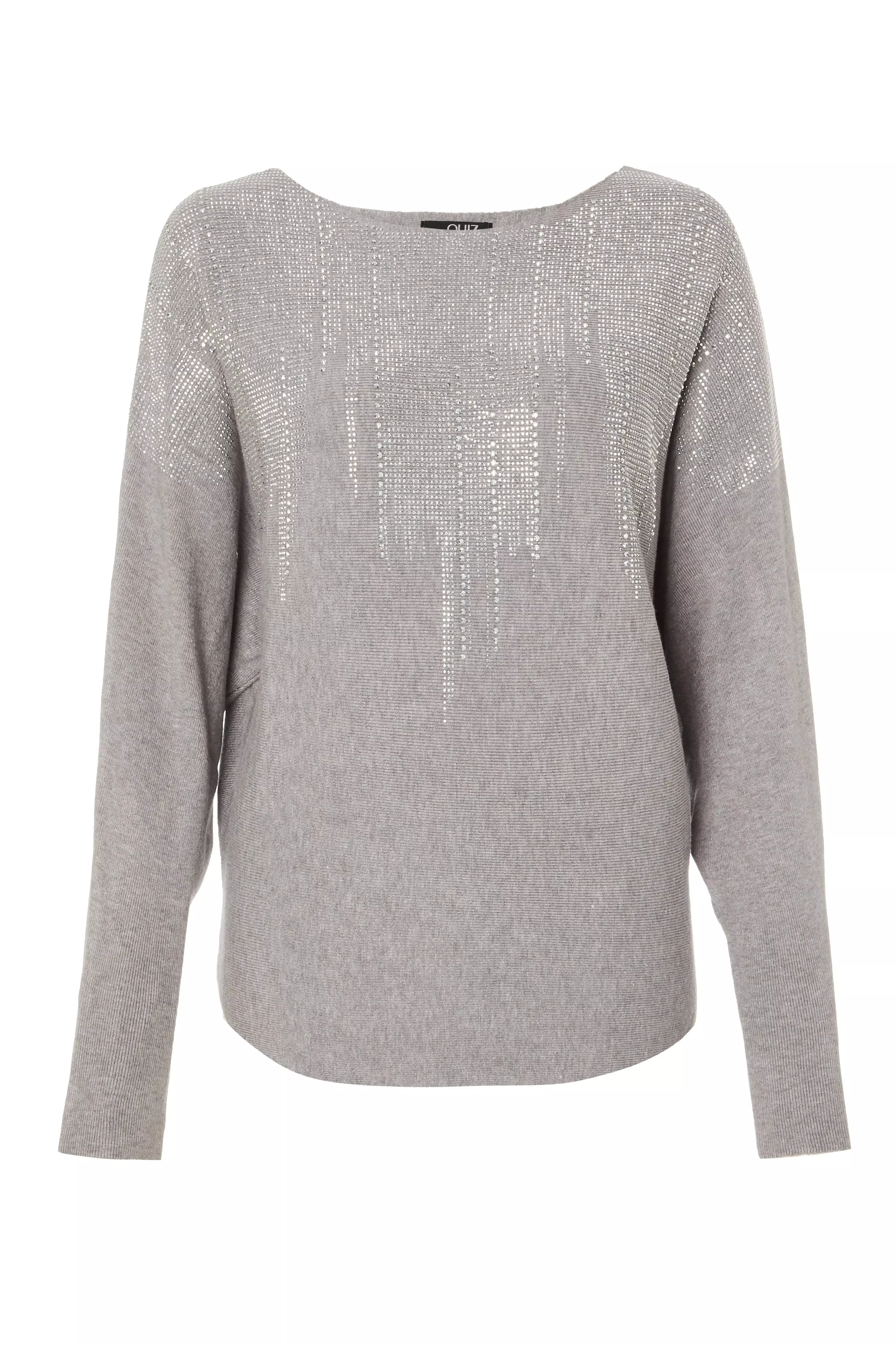 Grey Knit Batwing Jumper