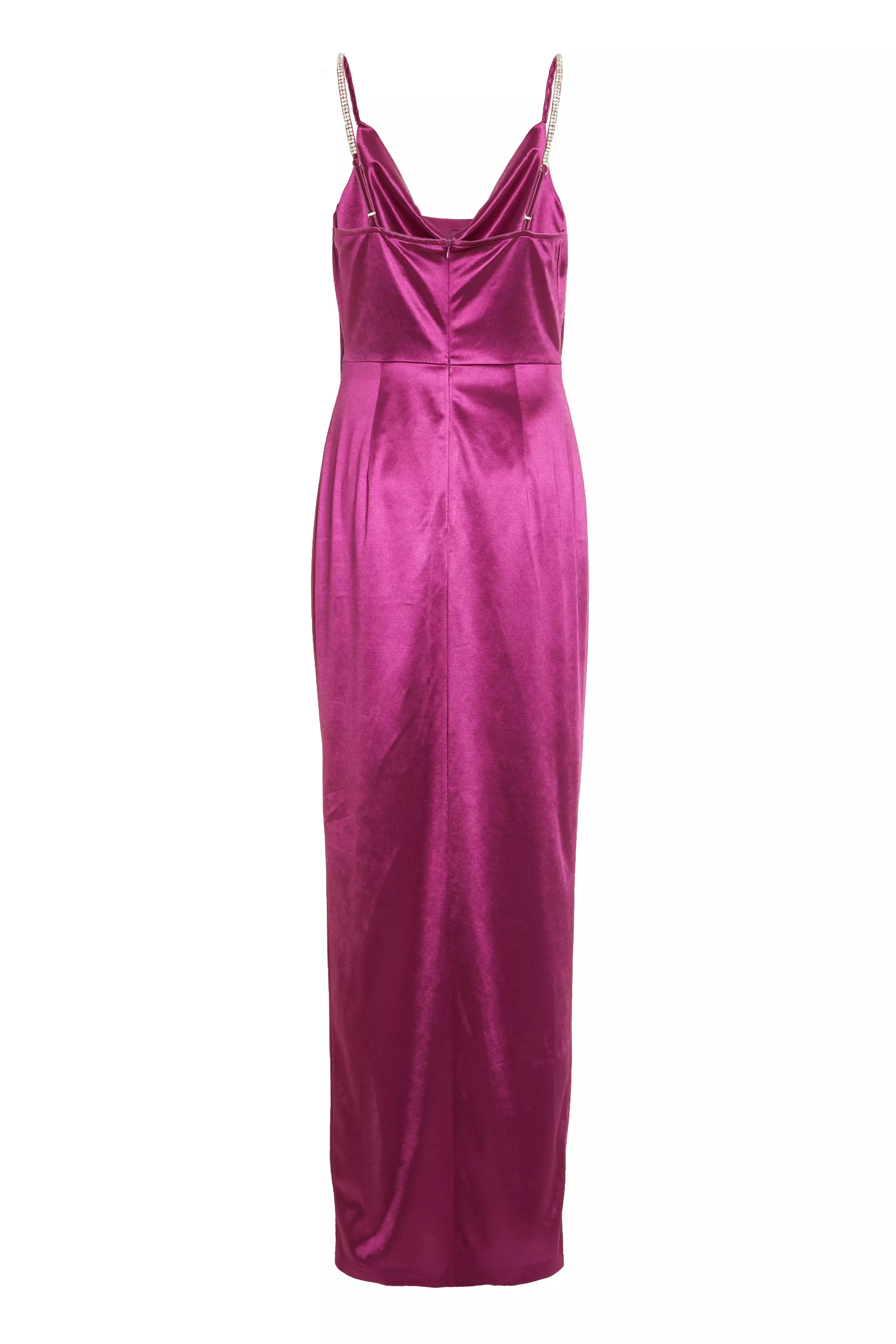 Pink Satin Cowl Neck Maxi Dress