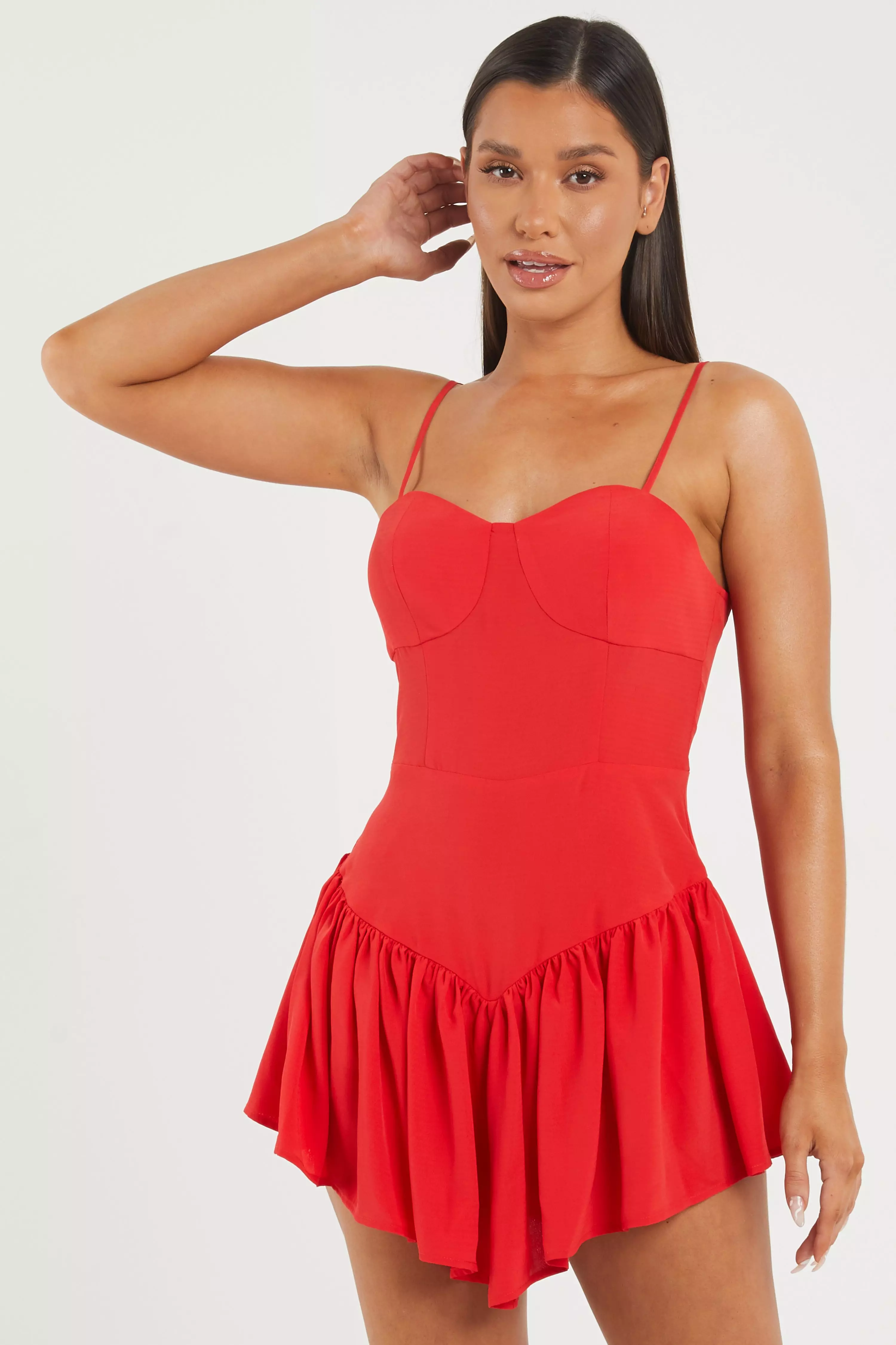 Red Frill Playsuit