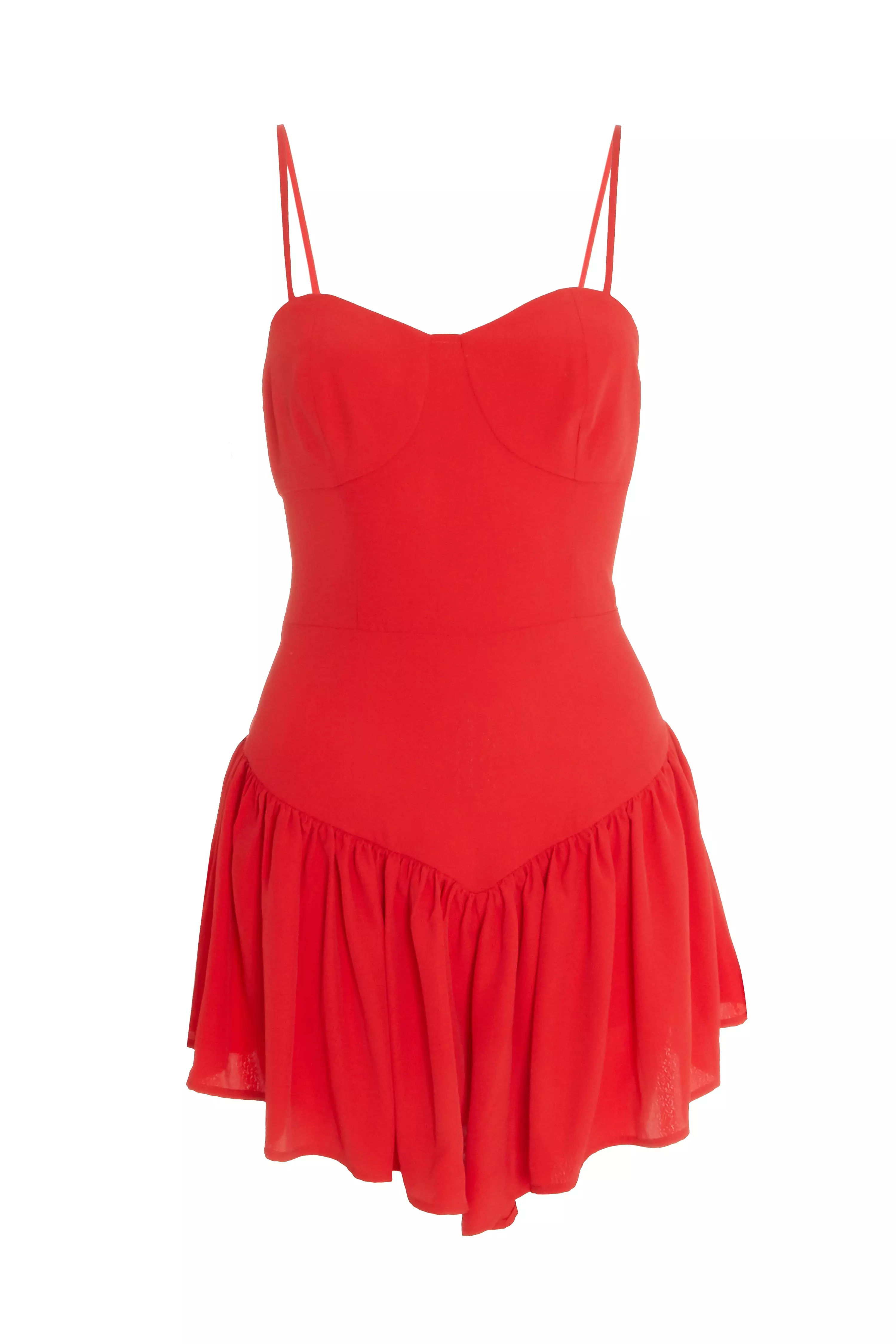 Red Frill Playsuit