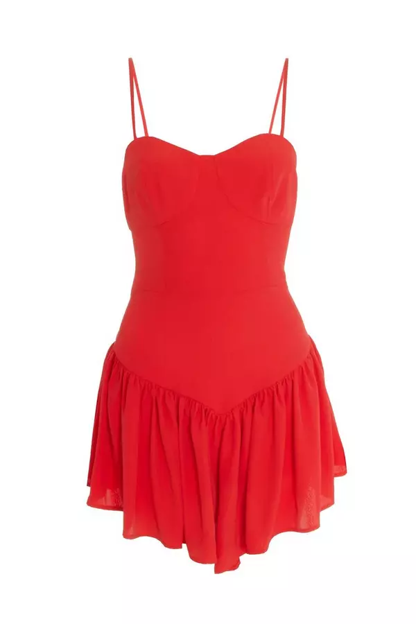 Red Frill Playsuit