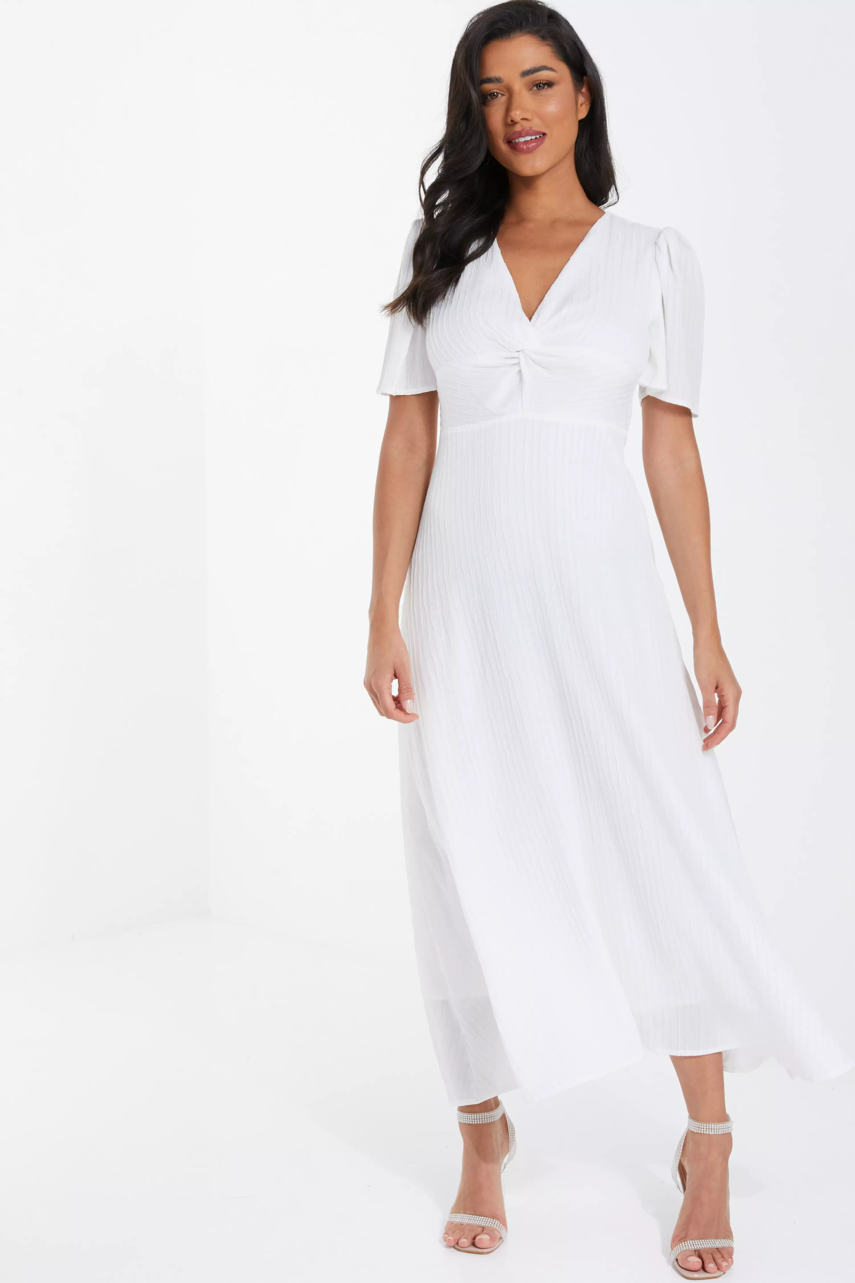 Cream Puff Sleeve Midi Dress