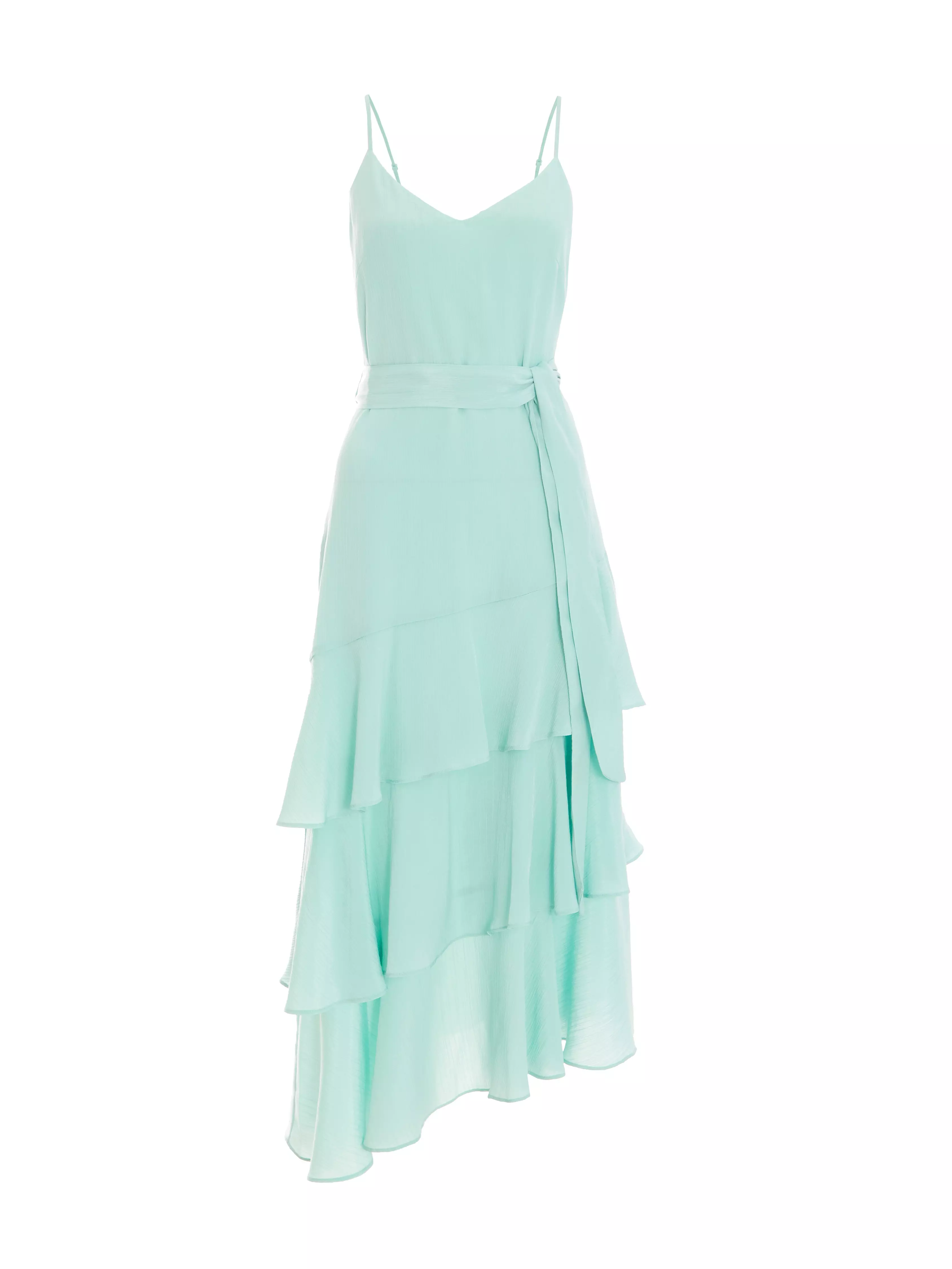 Mint Chiffon One Shoulder Dress