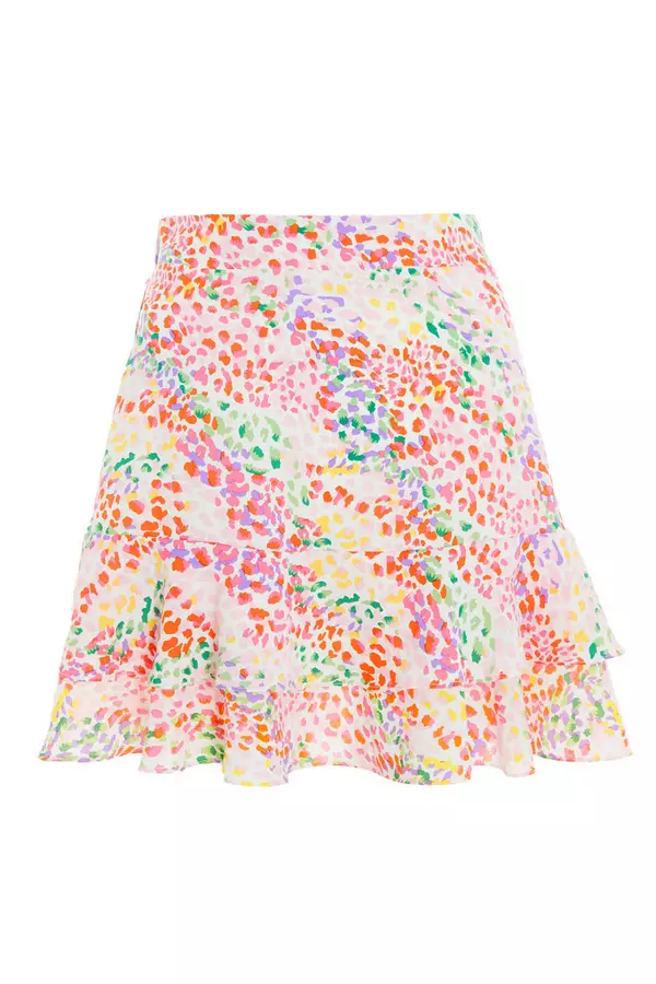 Multicoloured Animal Print Mini Skirt