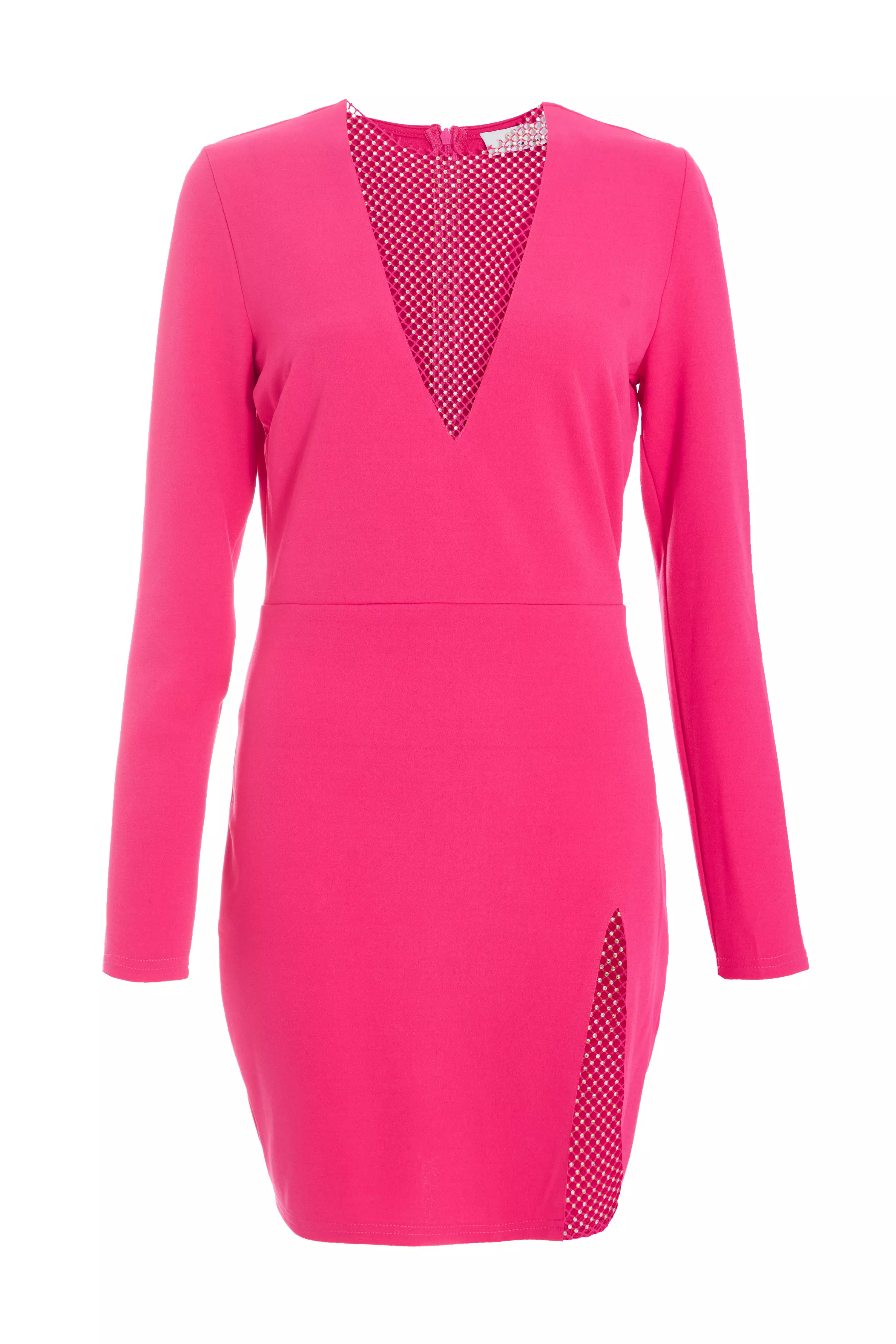 Pink Diamante Bodycon Mini Dress