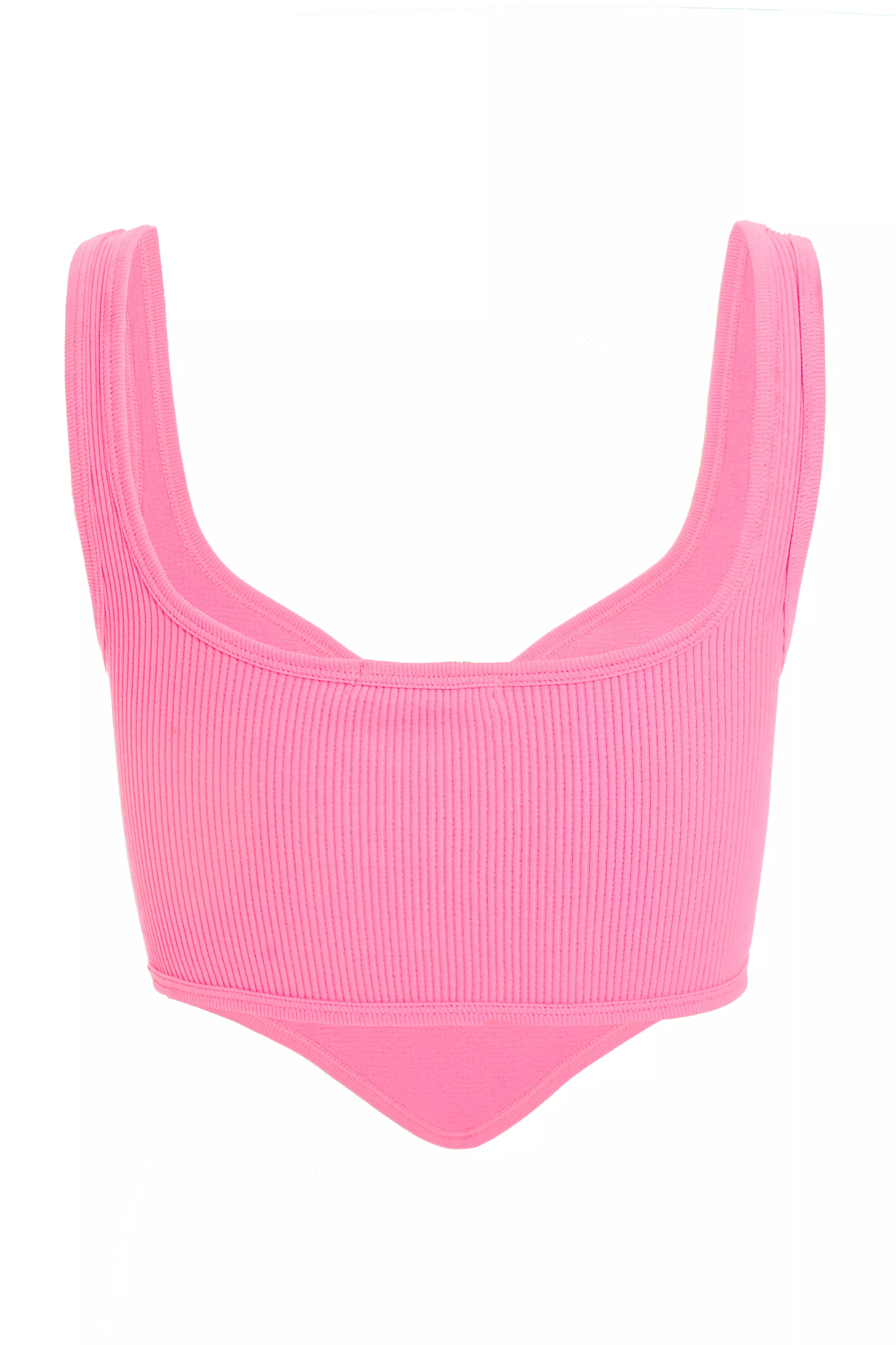 Pink Ribbed Corset Top