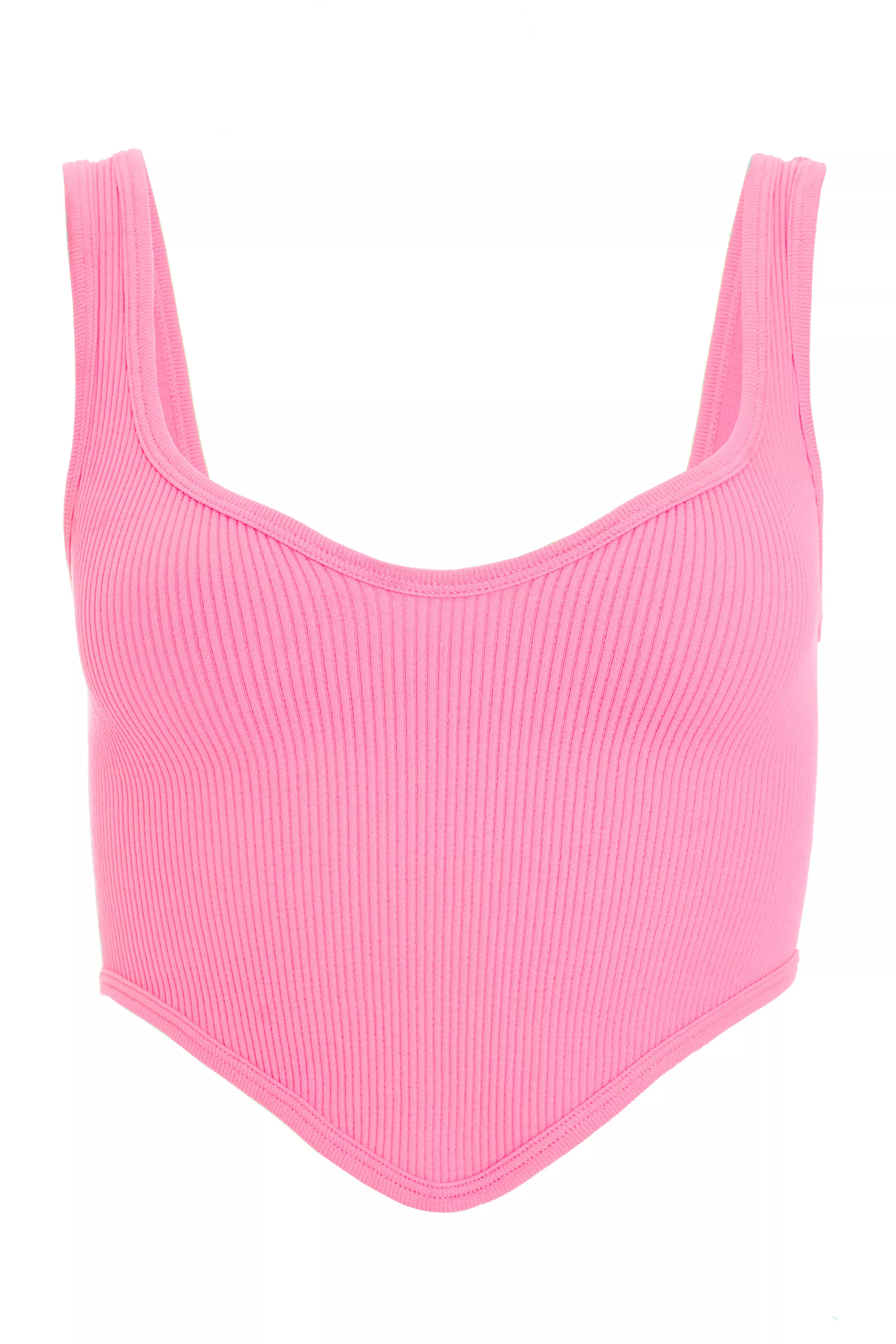 Pink Ribbed Corset Top