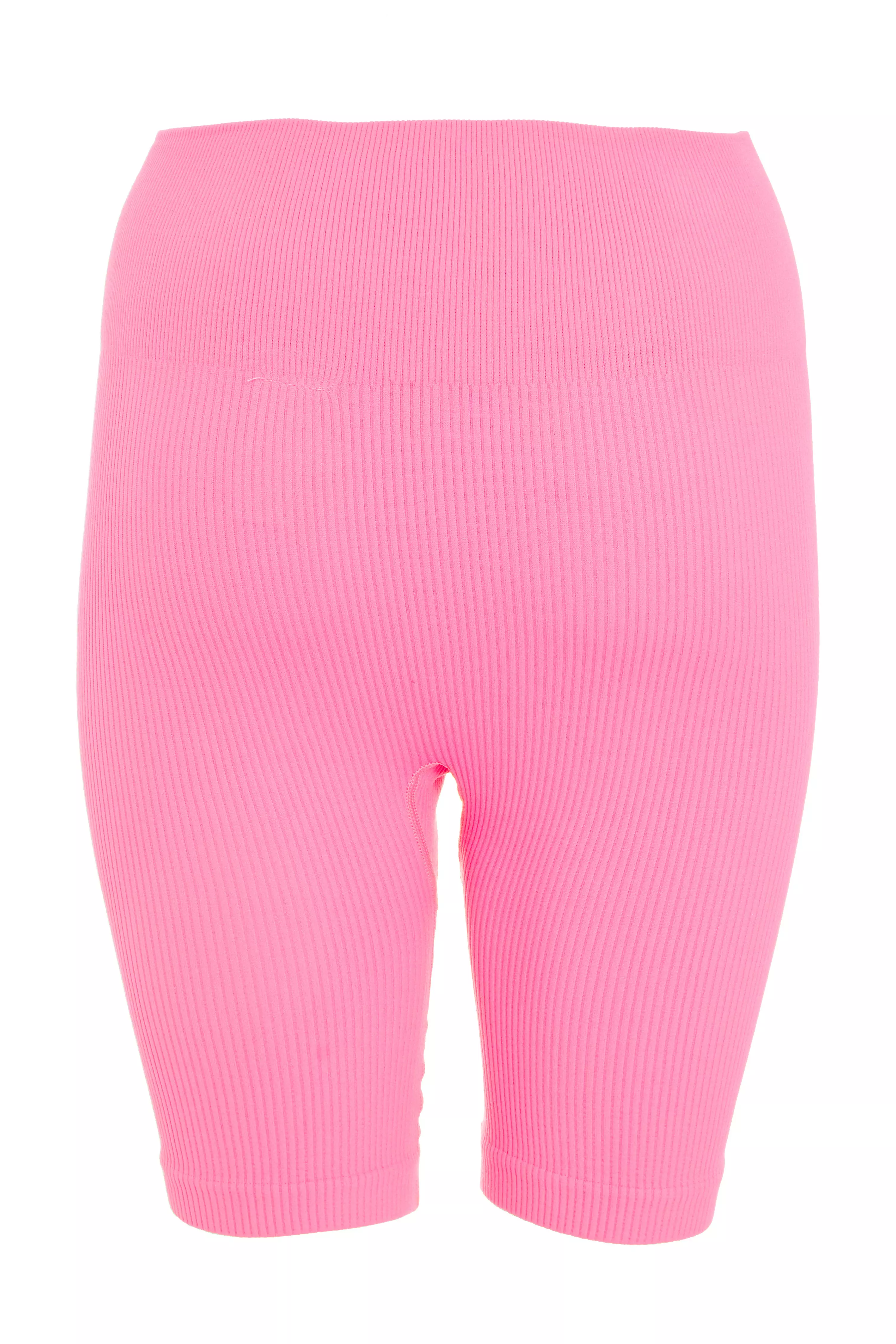 Pink Ribbed Cycling Shorts