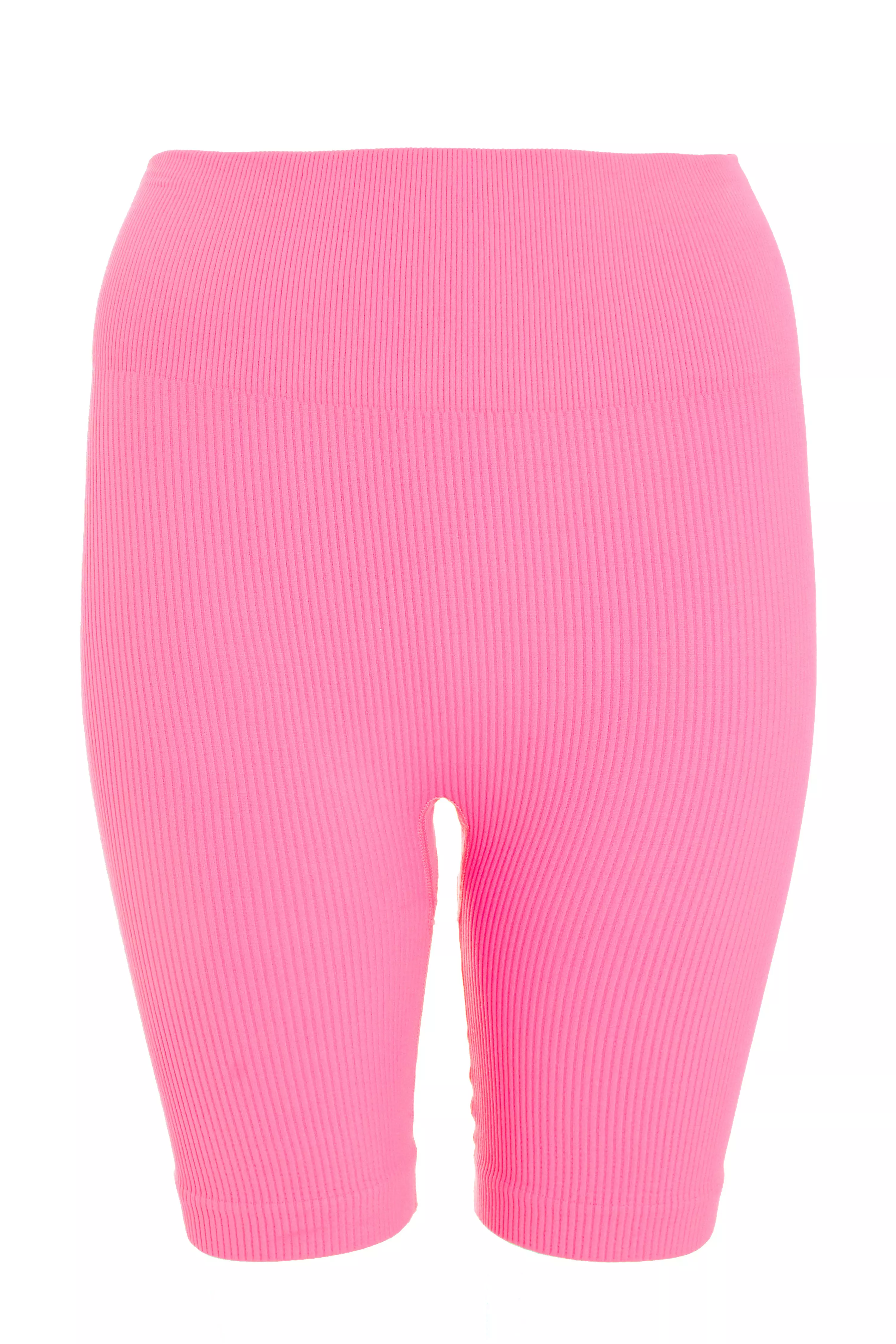 Pink Ribbed Cycling Shorts