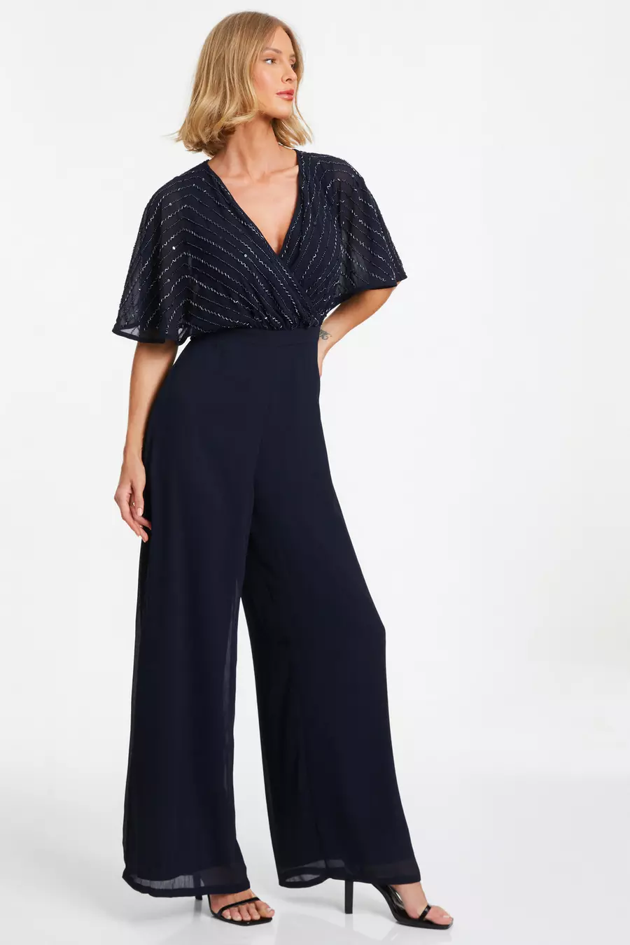 Navy palazzo jumpsuit on sale