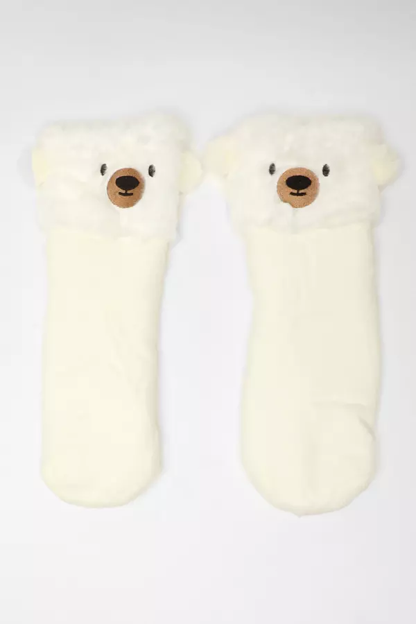 White Polar Bear Slipper Socks