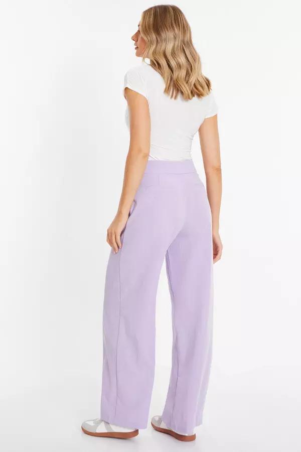 Lilac Linen Look Palazzo Trousers
