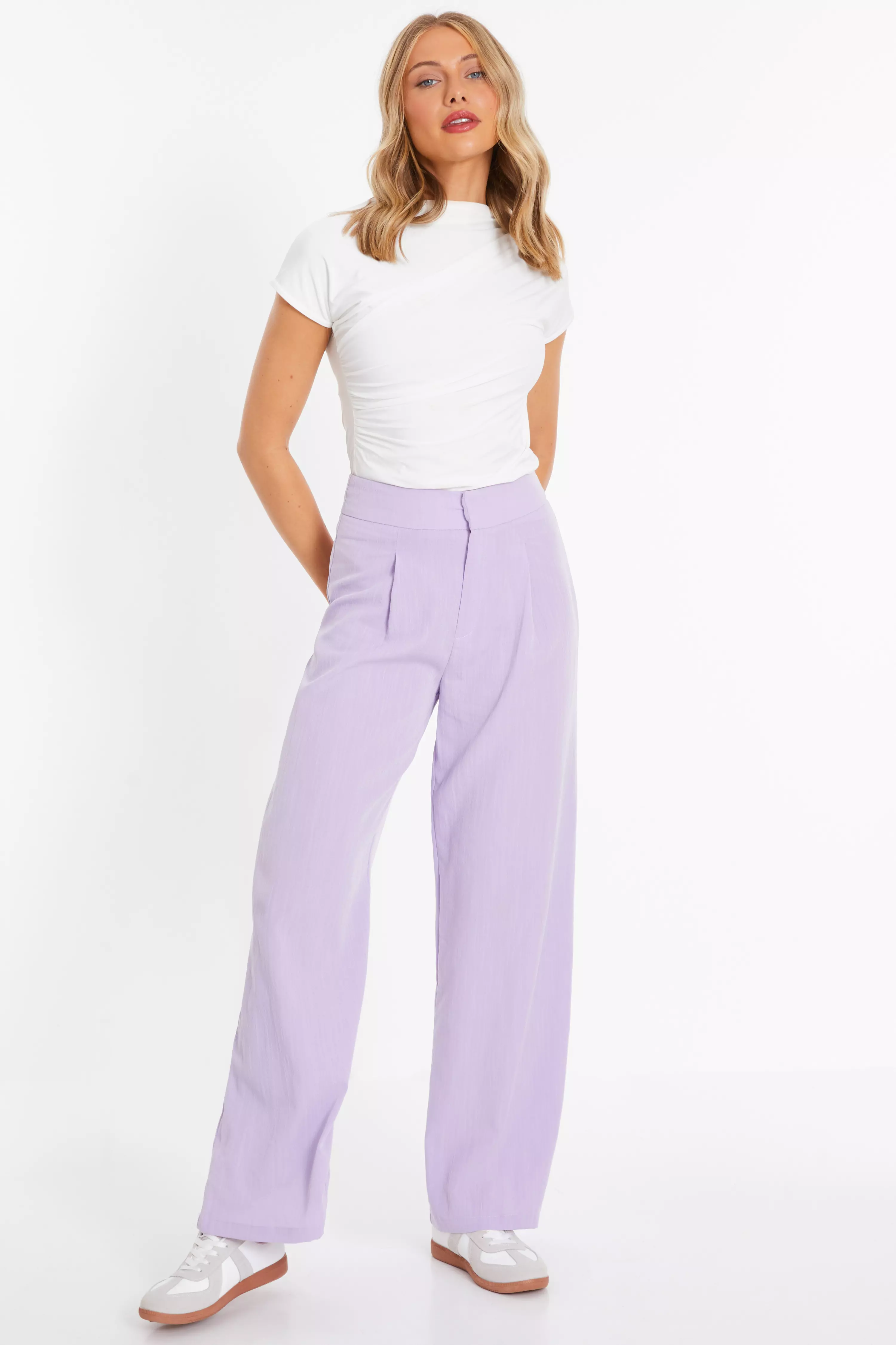 Lilac Linen Palazzo Trousers